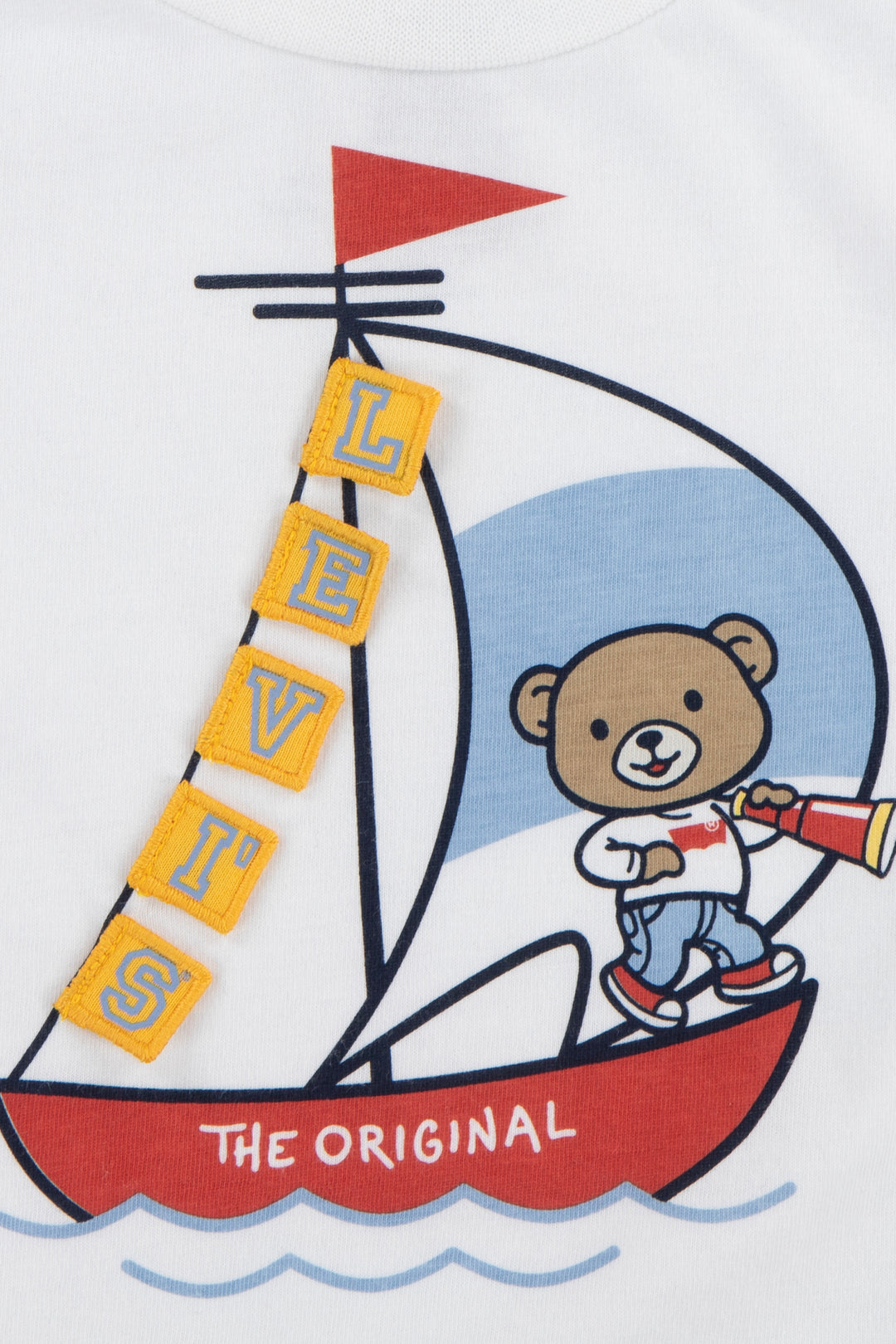 Levi's® White Sailor Bear T-Shirt & Denim Shorts | Millie and John