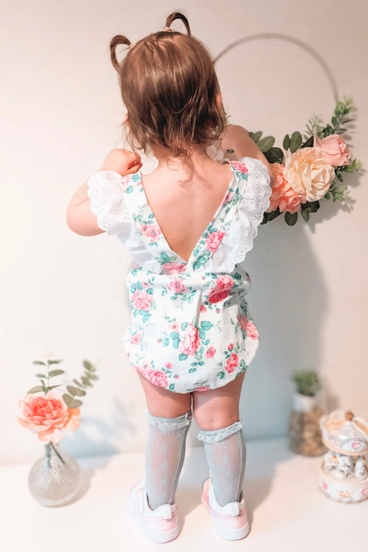 Juliana "Pippa" Fuchsia Floral Dungaree Romper | Millie and John