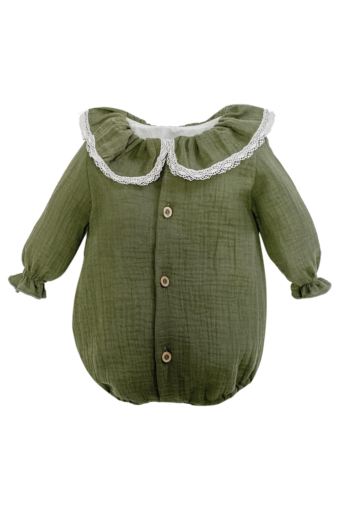 Eve Children "Romy" Khaki Cheesecloth Romper | Millie and John