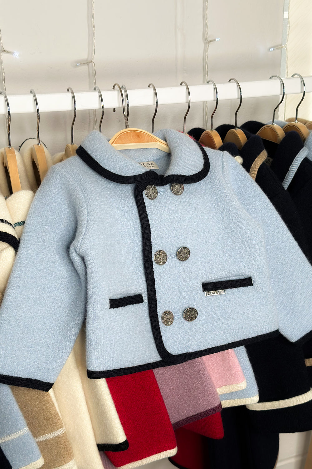 MARAE Kids "Charles" Light Blue & Navy Merino Wool Jacket | Millie and John