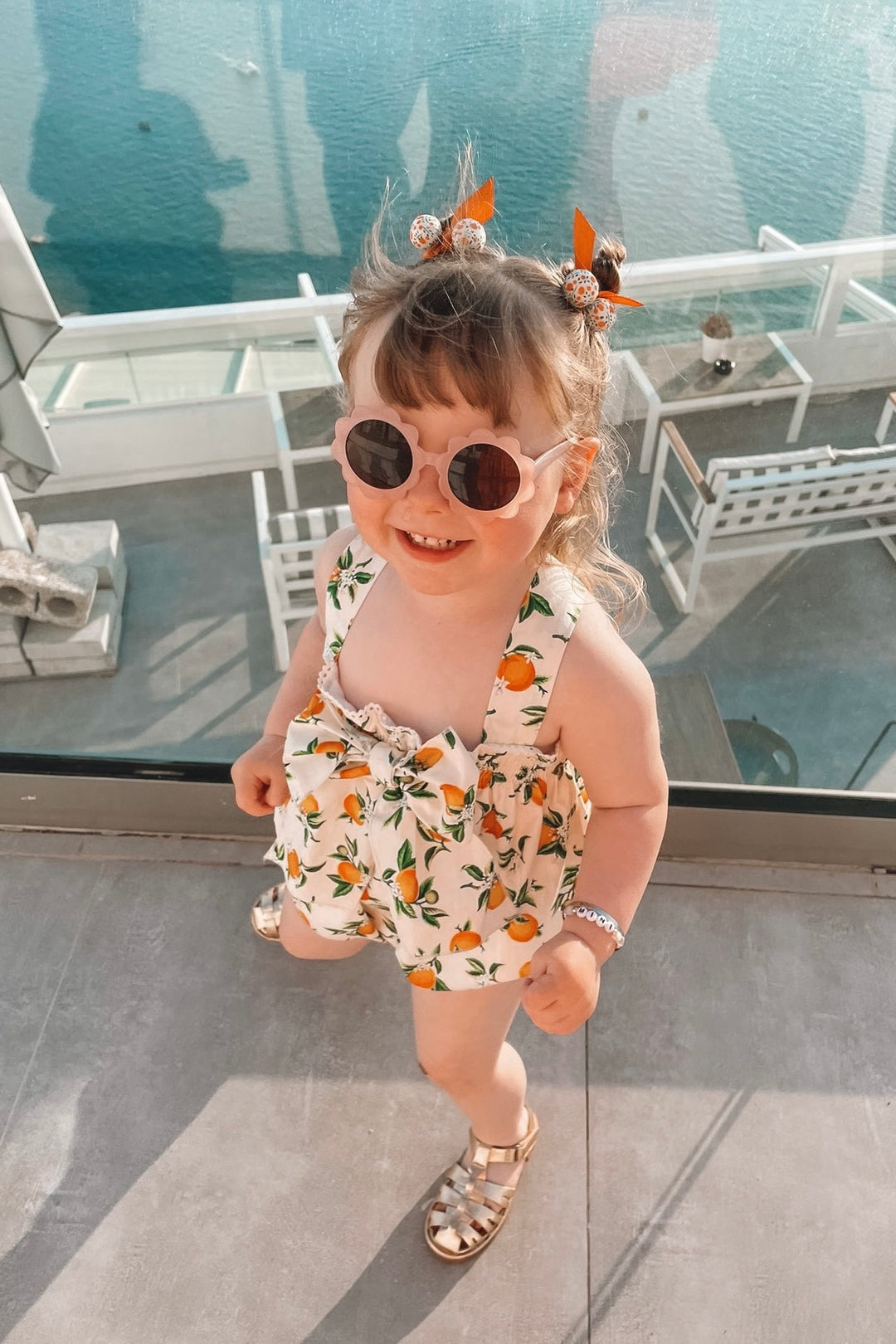 Phi "Clementine" Orange Print Bow Shortie | Millie and John
