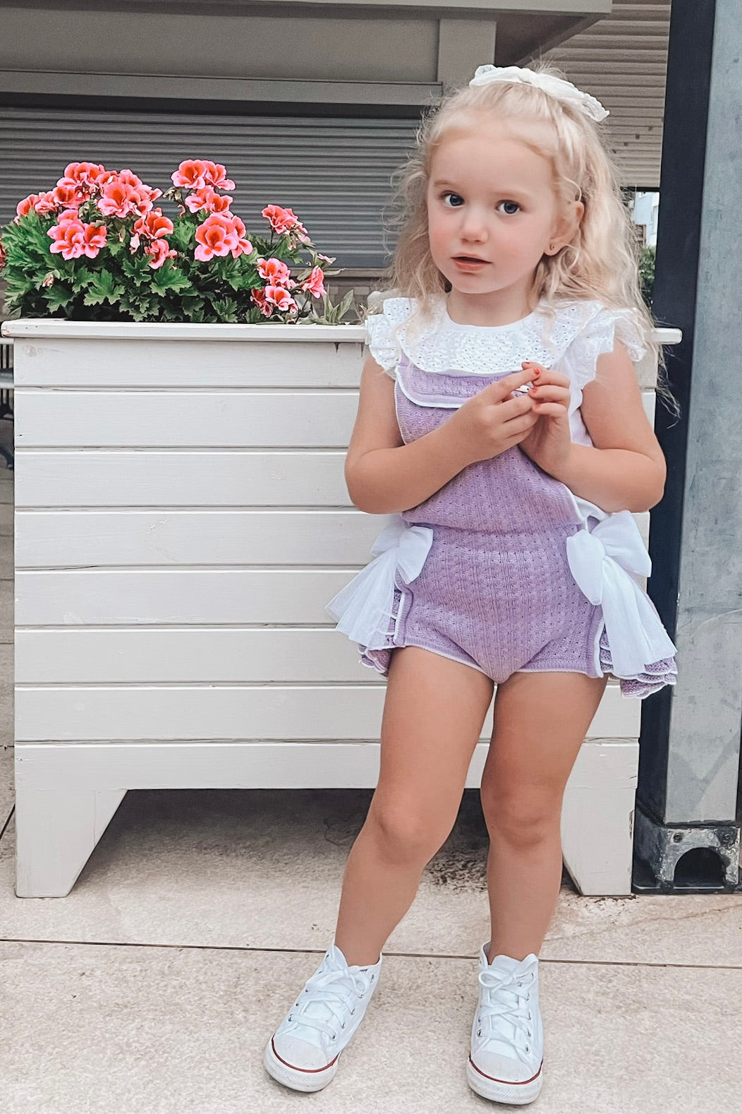 Rahigo "Clara" Lilac Knit Dungaree Romper Set | Millie and John