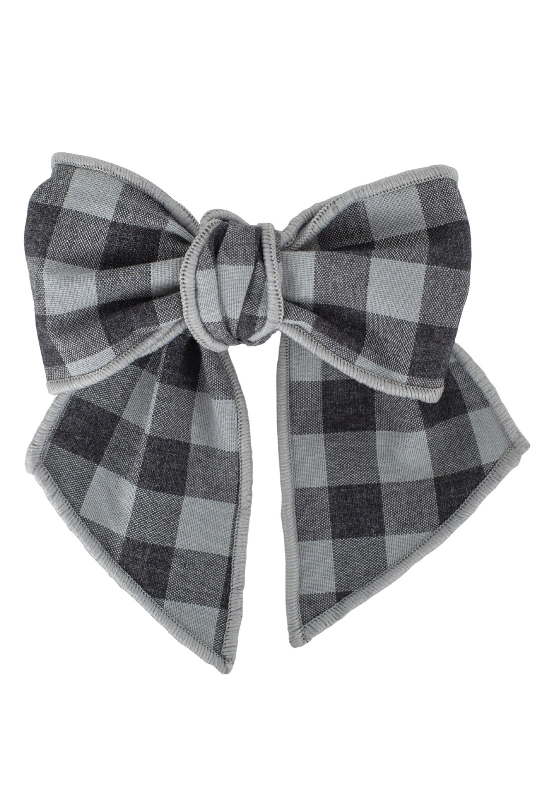 Calamaro Charcoal Checked Hair Bow | Millie and John