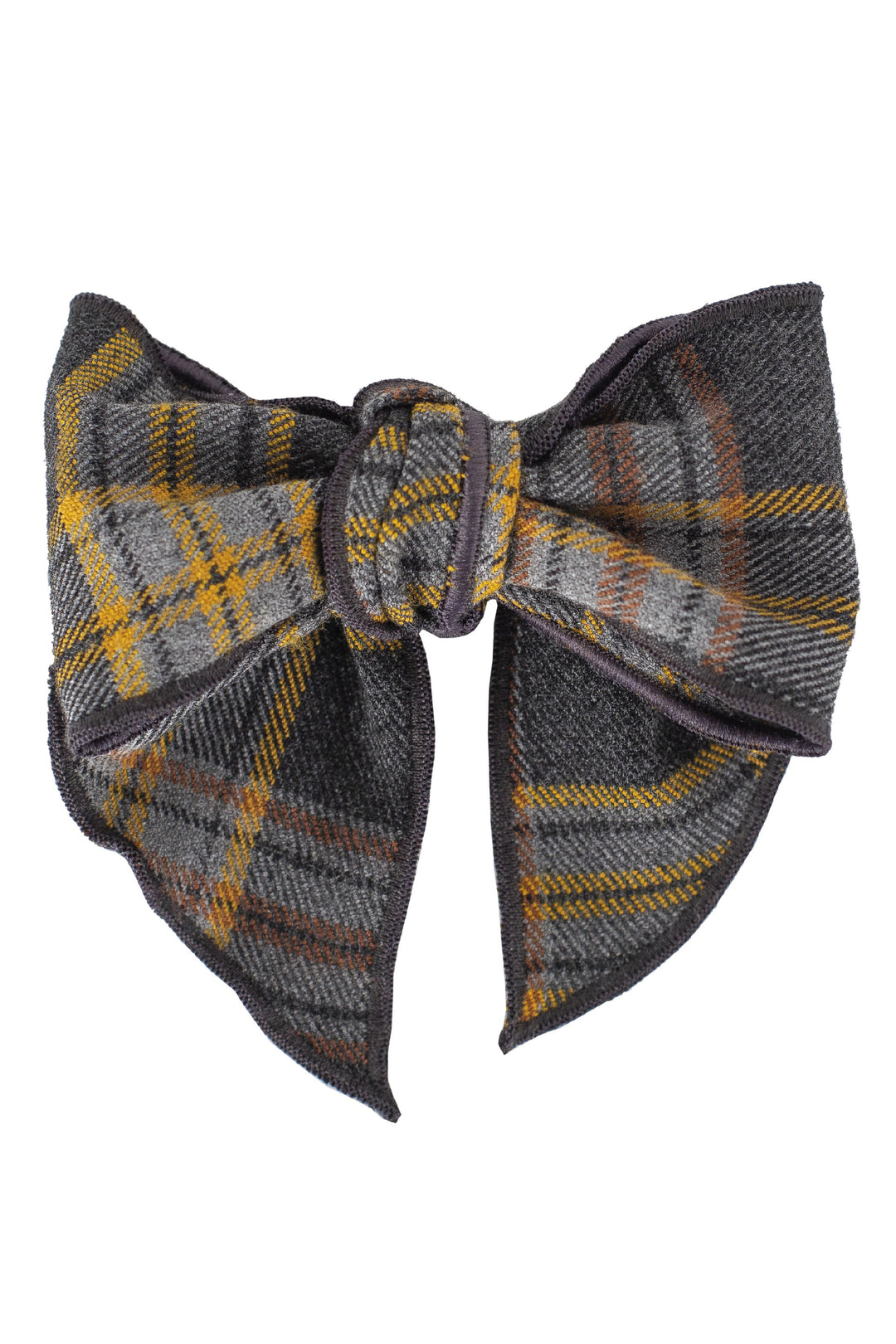 Calamaro Grey & Mustard Tartan Hair Bow | Millie and John