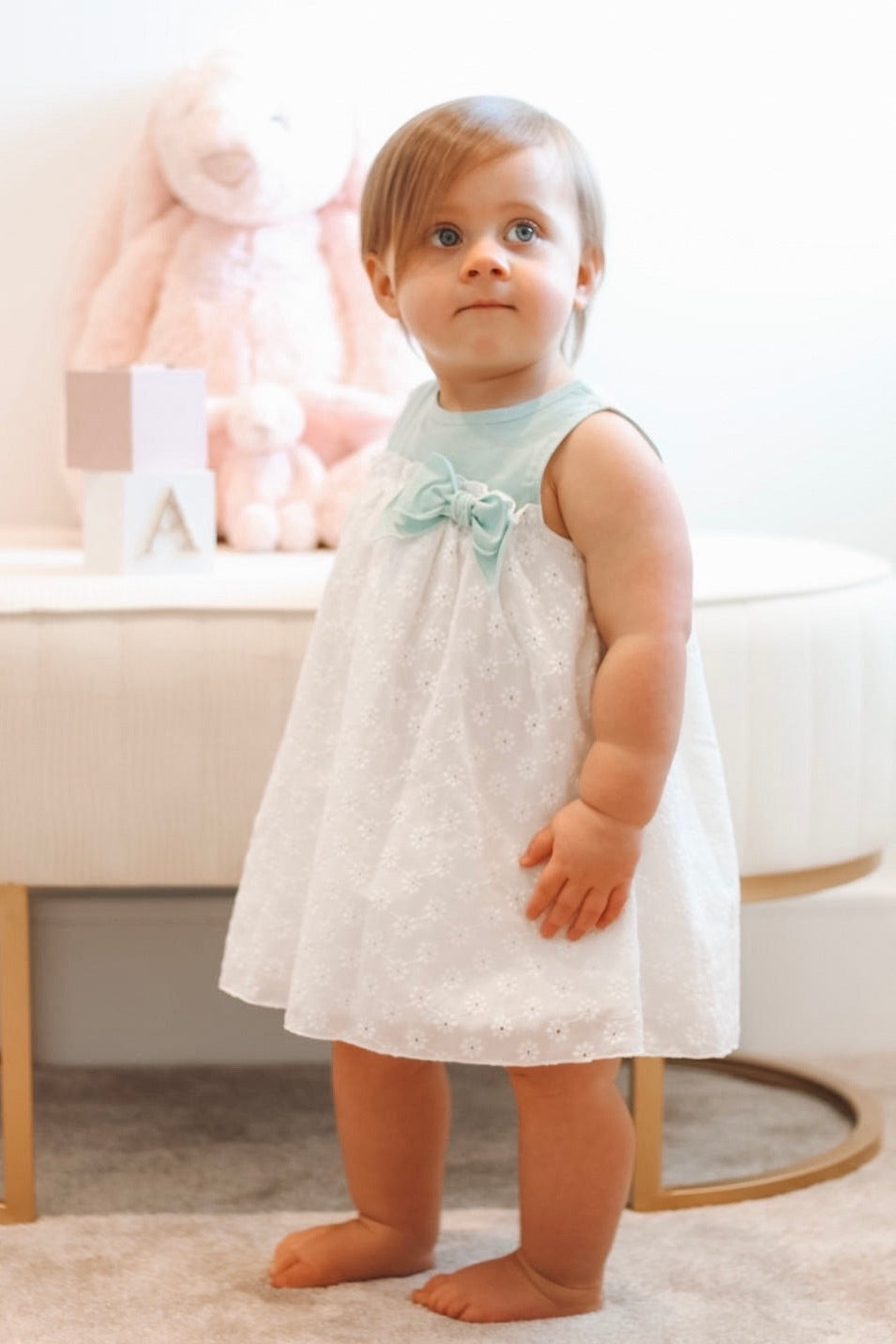 Calamaro Excellentt "Kitty" Mint Broderie Anglaise Dress | Millie and John