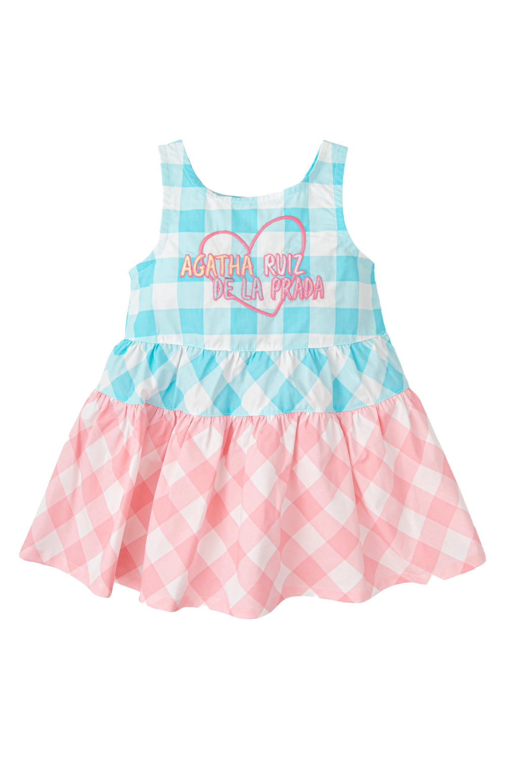Agatha Ruíz de la Prada "Blossom" Turquoise & Pink Gingham Dress | Millie and John