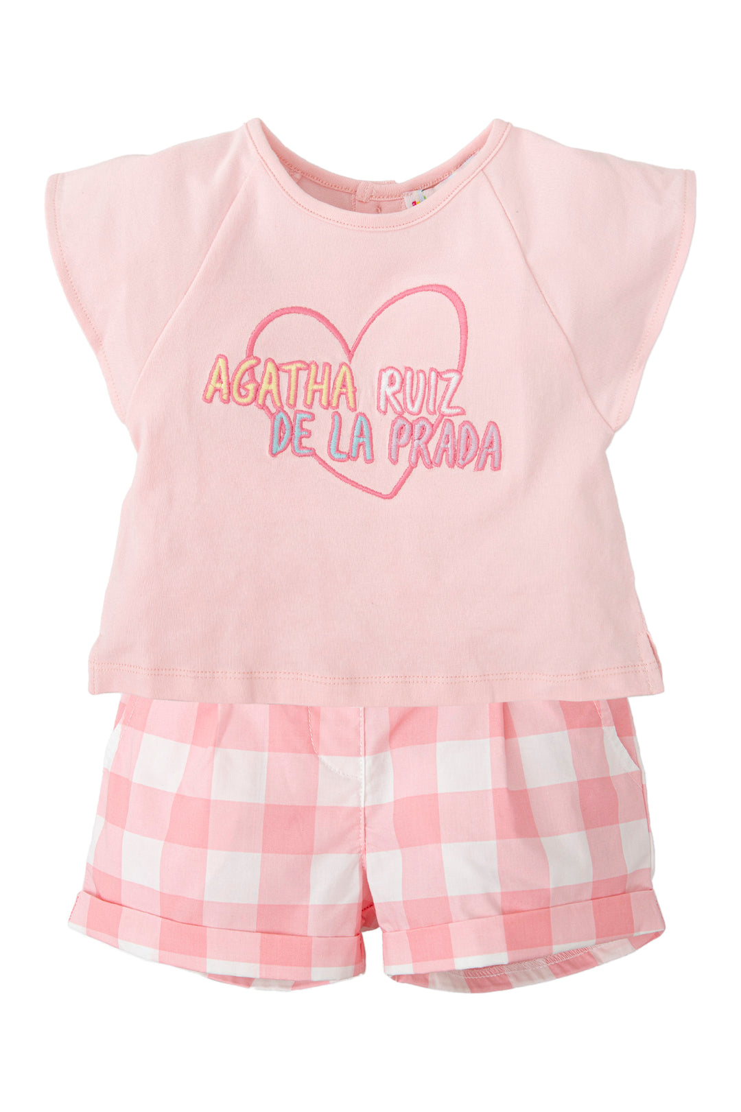 Agatha Ruíz de la Prada "Lucie" Pink T-Shirt & Gingham Shorts | Millie and John