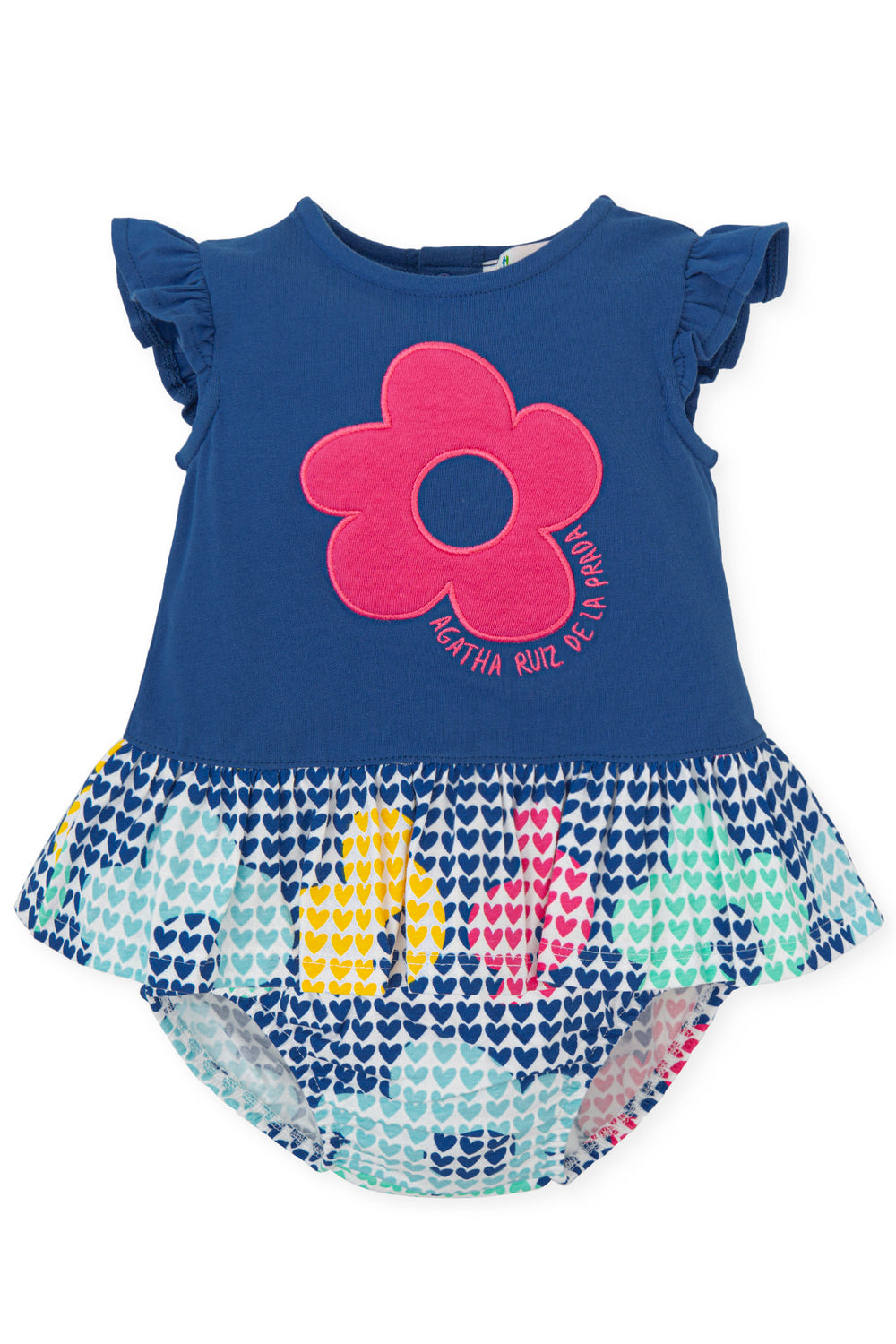 Agatha Ruíz de la Prada "Karina" Electric Blue Heart Print Dress & Bloomers | Millie and John
