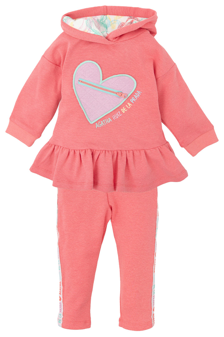 Agatha Ruíz de la Prada "Brie" Coral Hooded Tracksuit | Millie and John