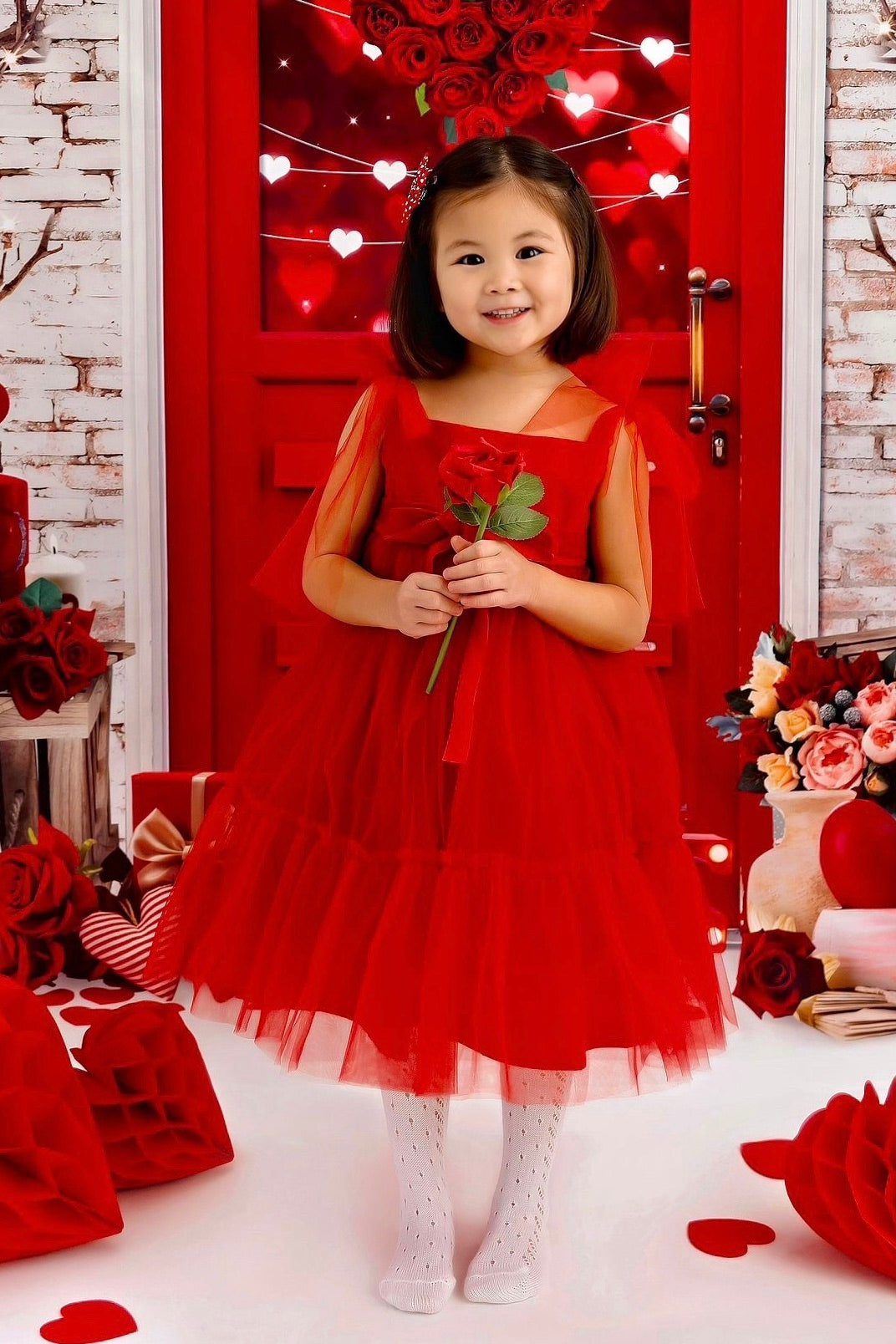 Phi "Enid" Red Tulle Dress | Millie and John