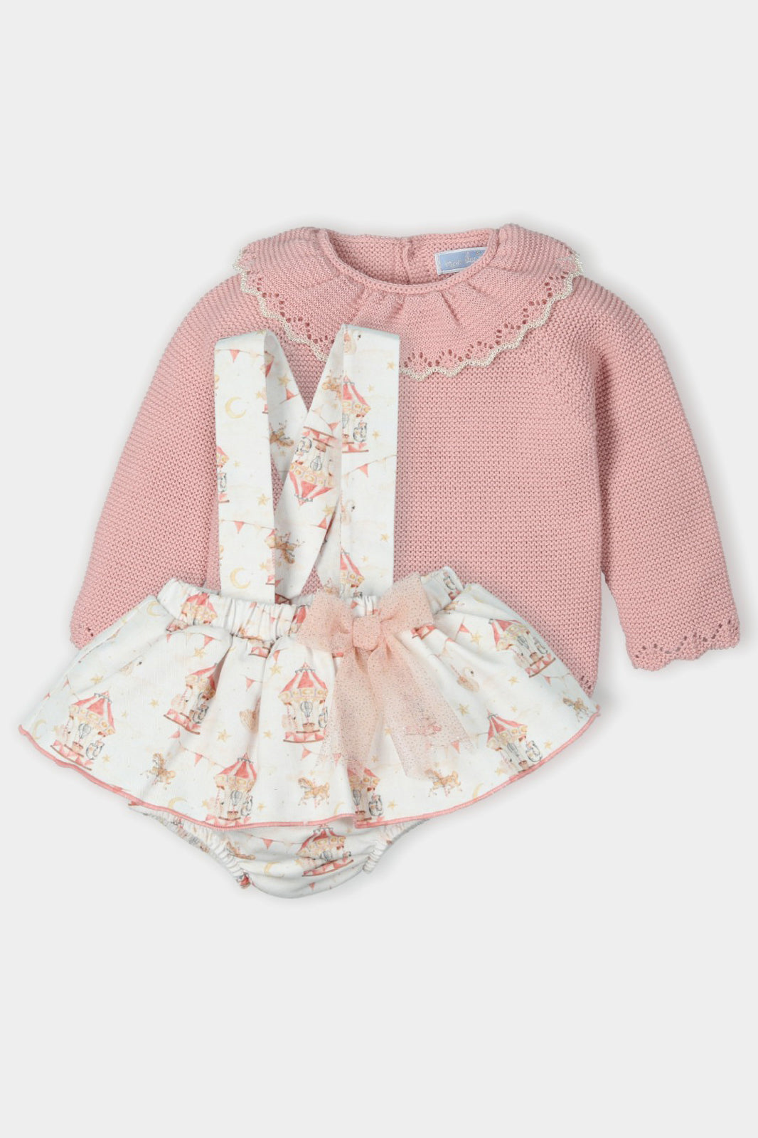 Mac Ilusión PREORDER "Nora" Dusky Pink Knitted Top & Carousel Bloomers | Millie and John