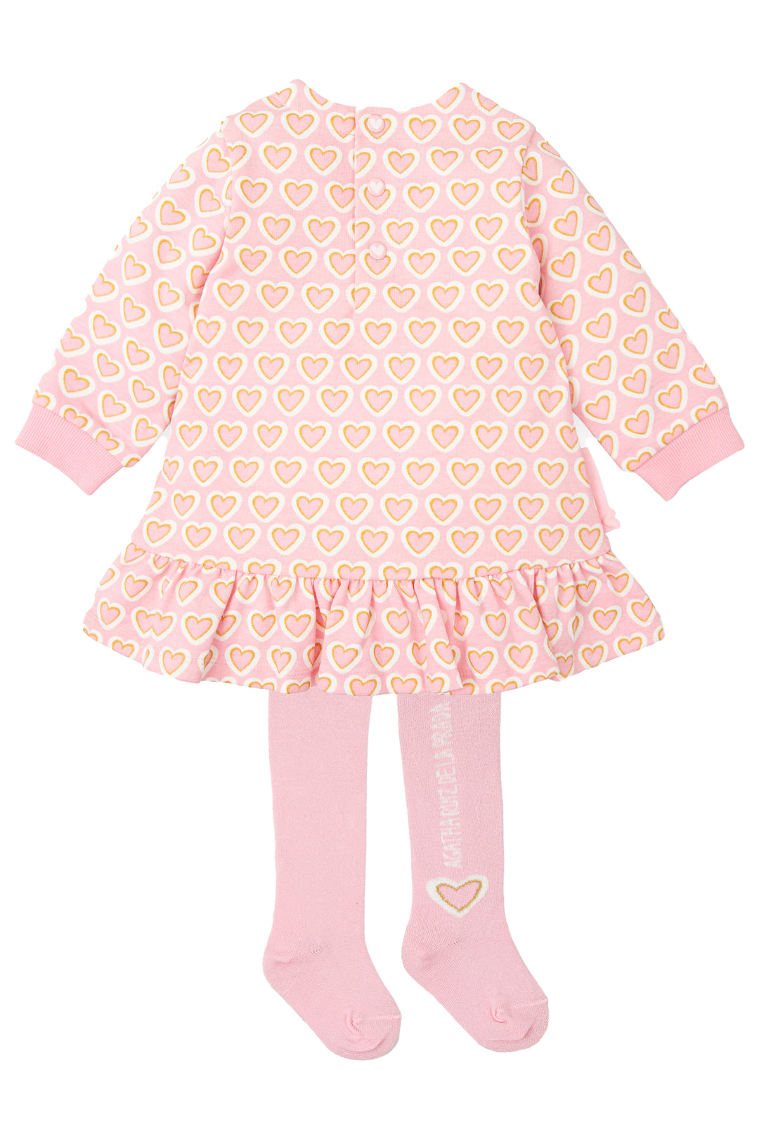 Agatha Ruíz de la Prada "Sloane" Baby Pink Heart Dress & Tights | Millie and John