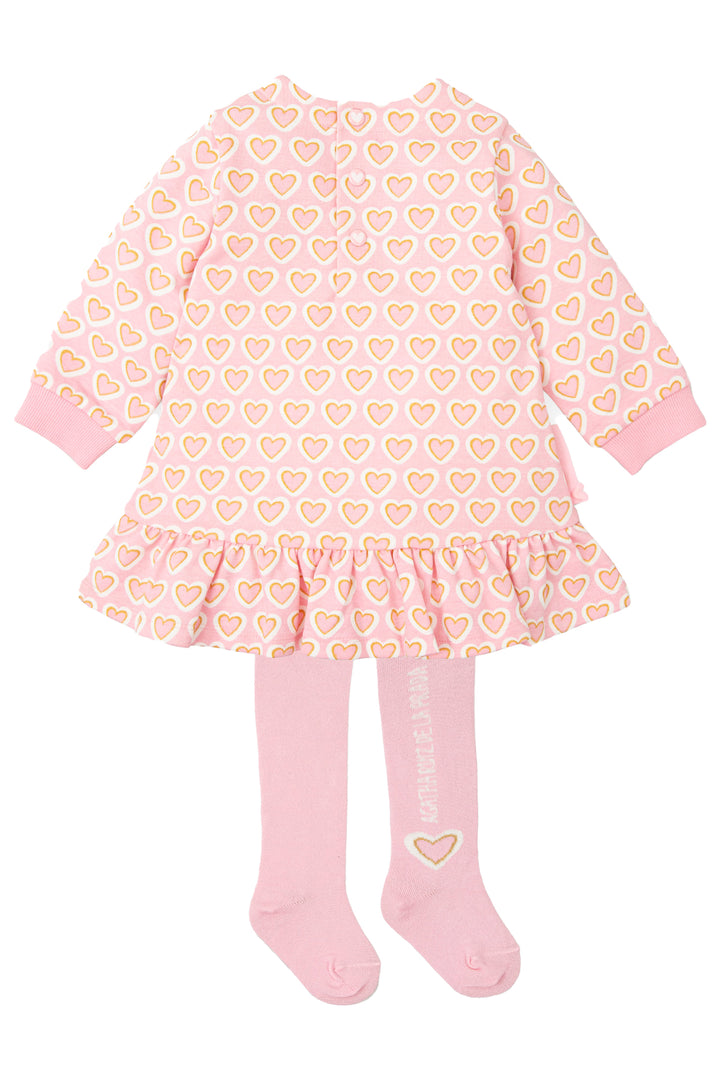 Agatha Ruíz de la Prada "Sloane" Baby Pink Heart Dress & Tights | Millie and John