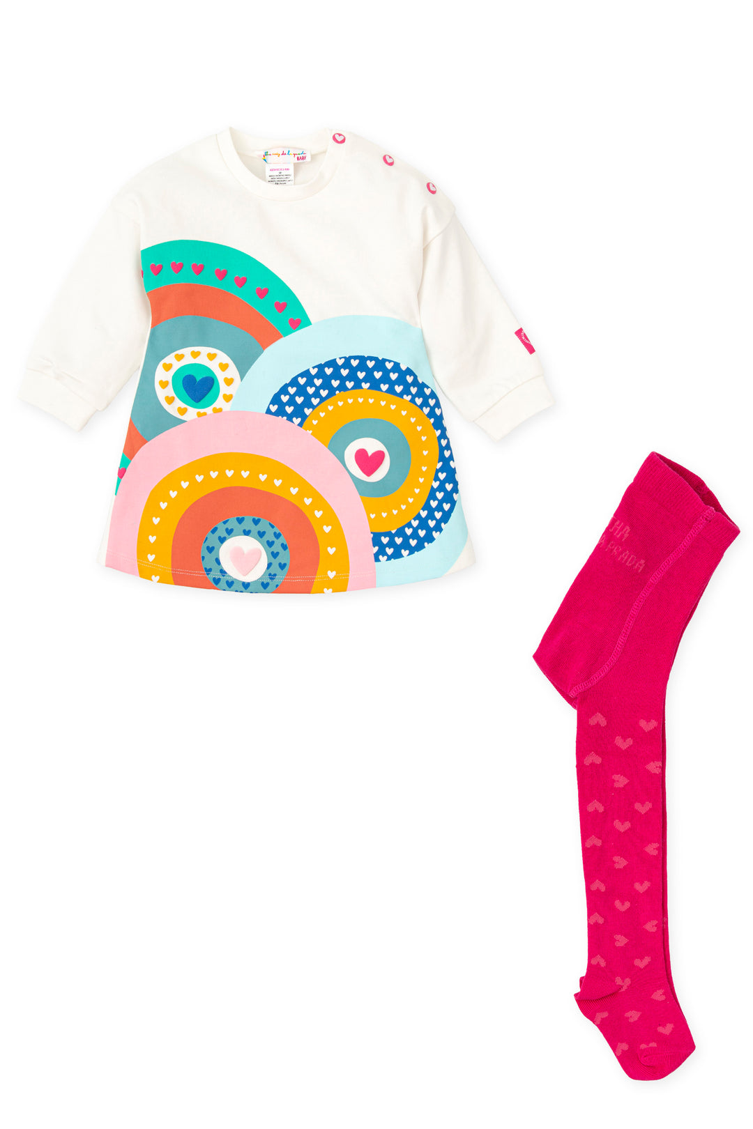 Agatha Ruíz de la Prada "Audrey" Multicoloured Retro Sweatshirt Dress & Tights | Millie and John