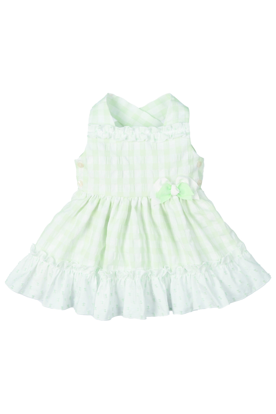Mac Ilusión PREORDER "Joselyn" Pale Green Gingham Dress | Millie and John