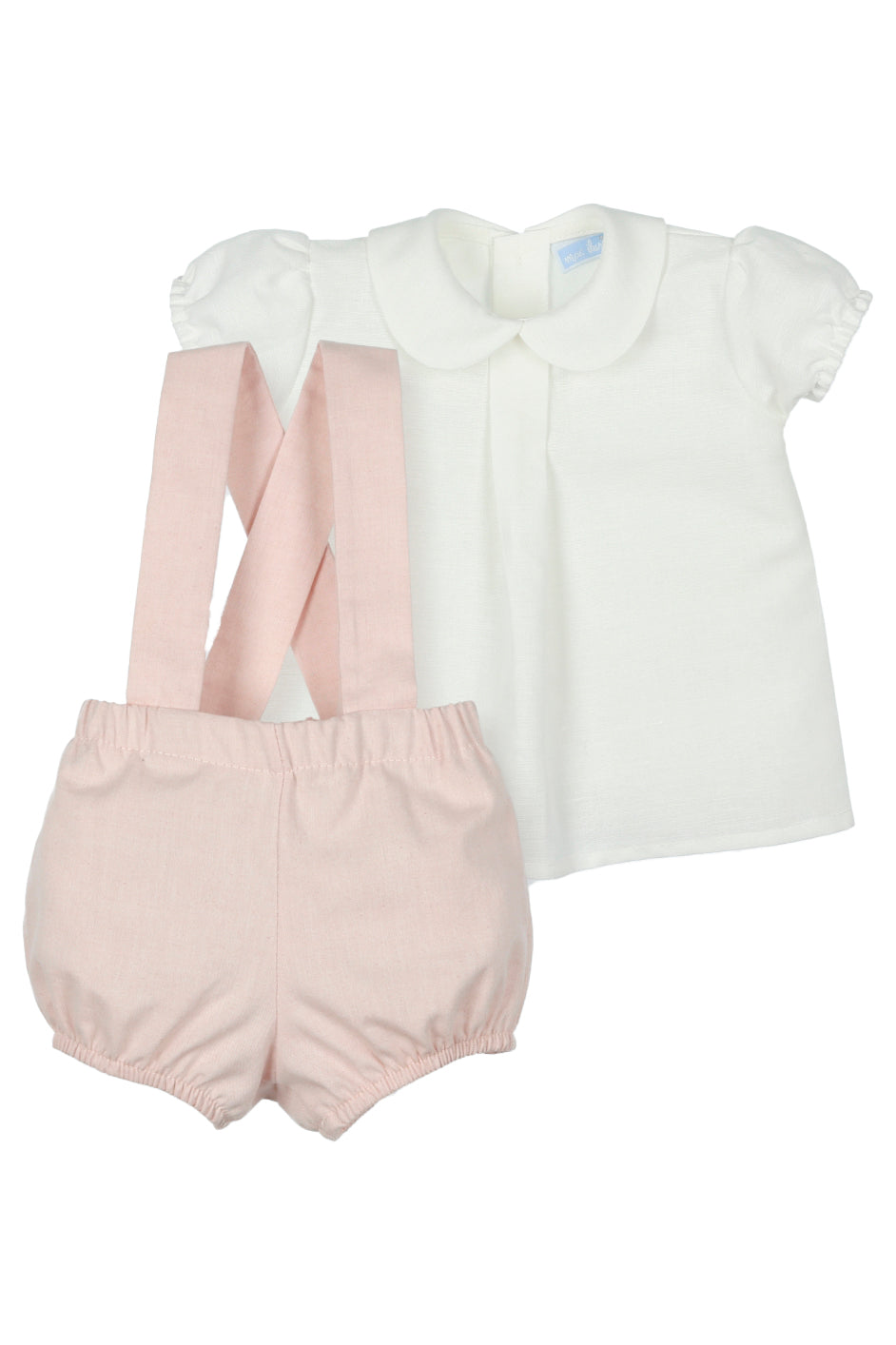 Mac Ilusión "Jarvis" Ivory Shirt & Pale Pink Shorts with Braces | Millie and John