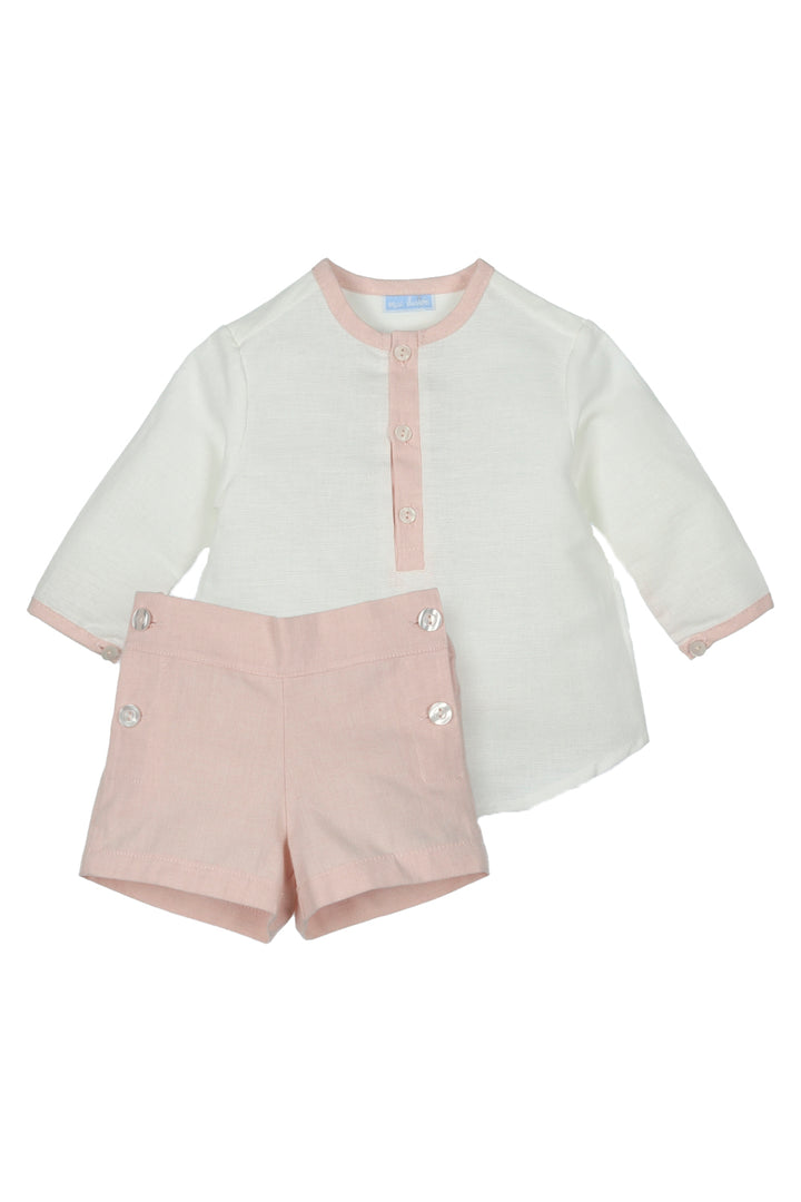 Mac Ilusión "Zion" Ivory Shirt & Pale Pink Shorts | Millie and John