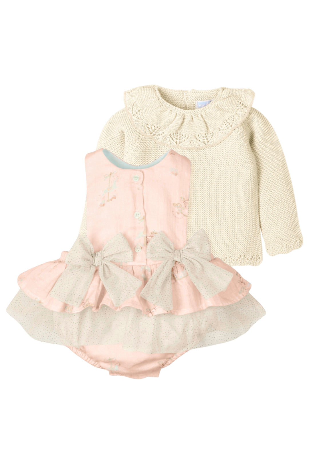 Mac Ilusión "Kallie" Pink Carousel Pony Romper Set | Millie and John