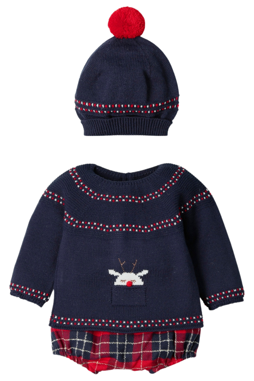 Mac Ilusión "Jules" Navy Reindeer Top, Jam Pants & Hat | Millie and John