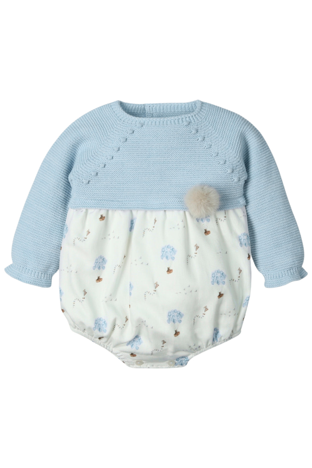 Mac Ilusión "Bailey" Cloud Blue Half Knit Romper | Millie and John