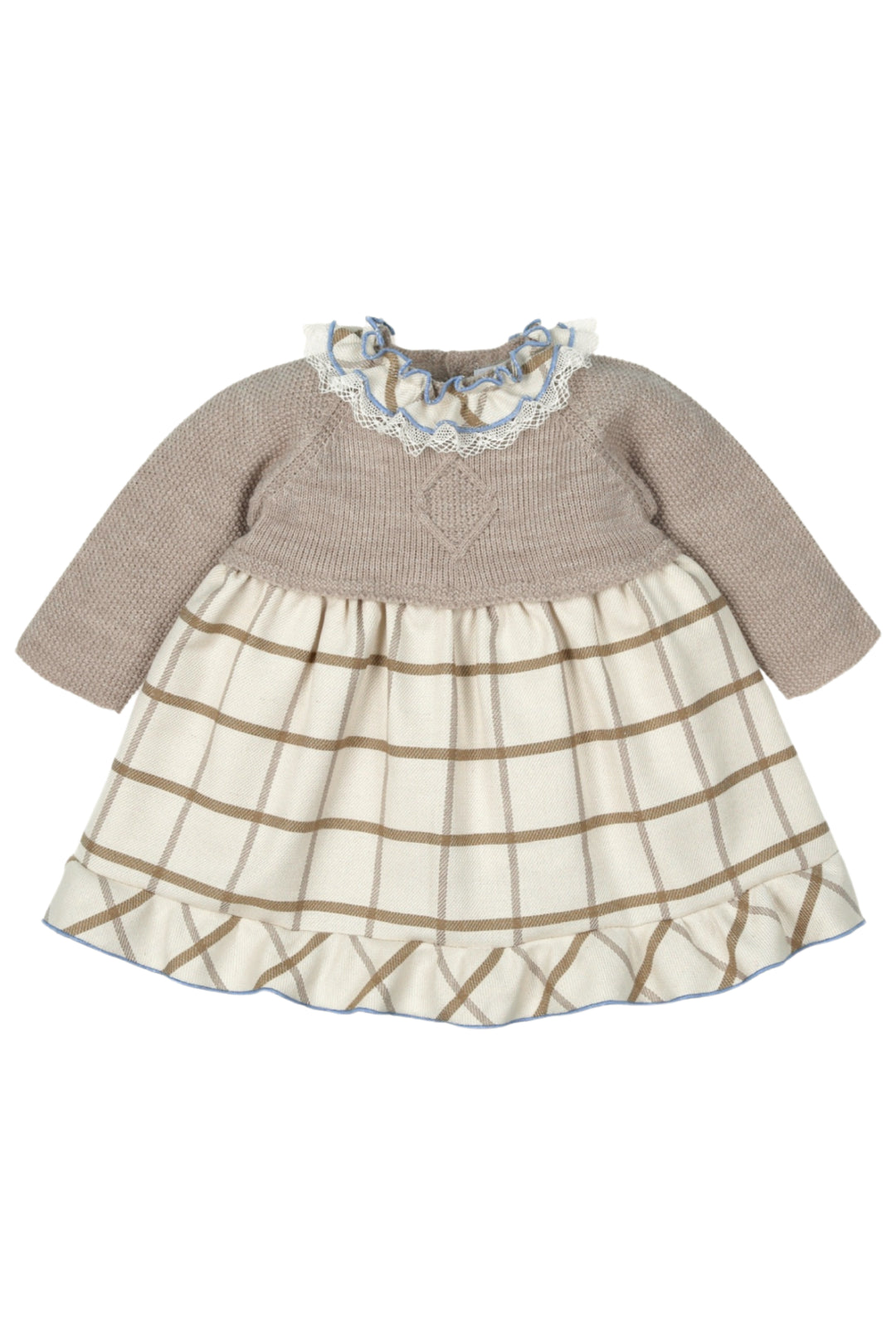"Mia" Hazelnut Half Knit Check Dress