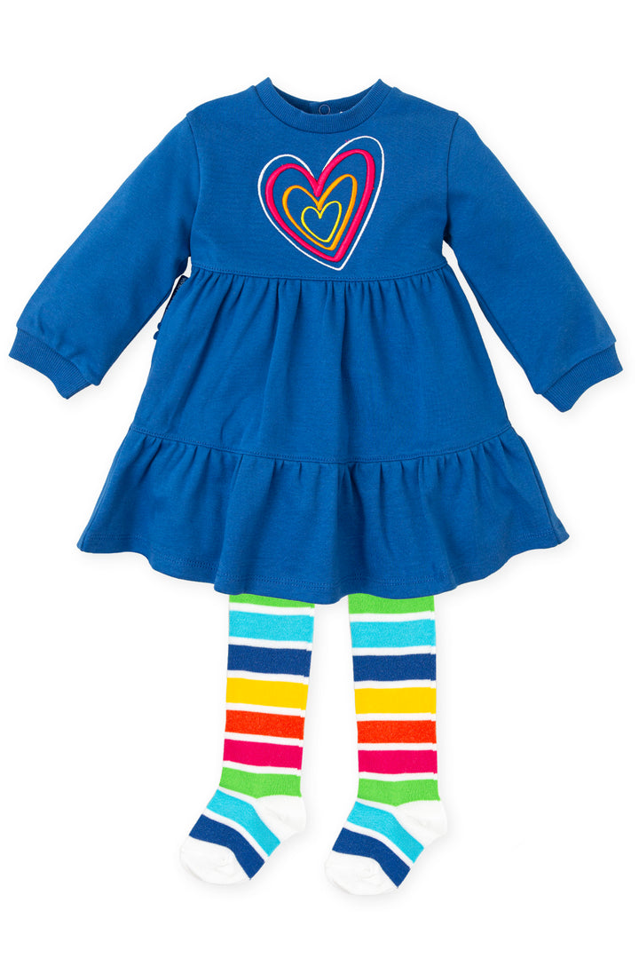 Agatha Ruíz de la Prada "Emily" Royal Blue Heart Dress & Tights | Millie and John