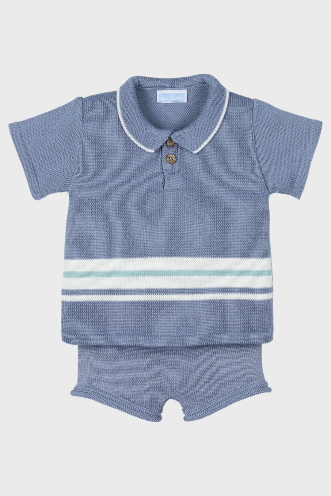 Mac Ilusión "Rio" Dusky Blue Knitted Polo Shirt & Shorts | Millie and John