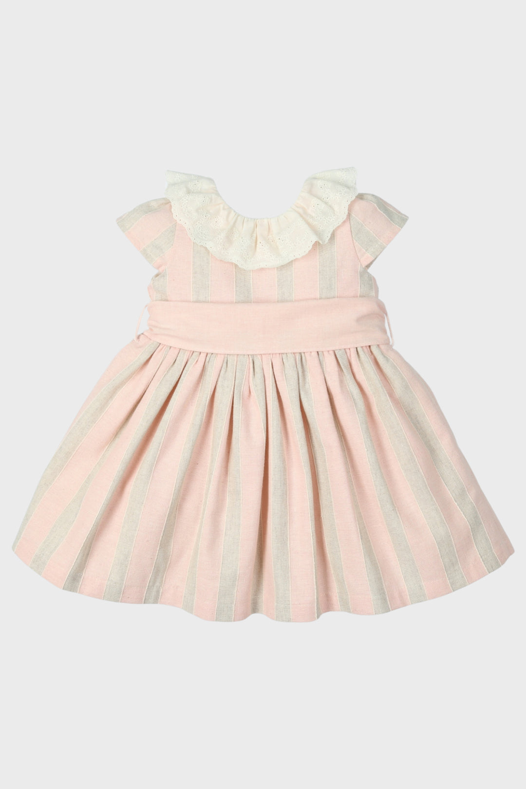 Mac Ilusión "Stella" Pale Pink & Beige Striped Dress | Millie and John