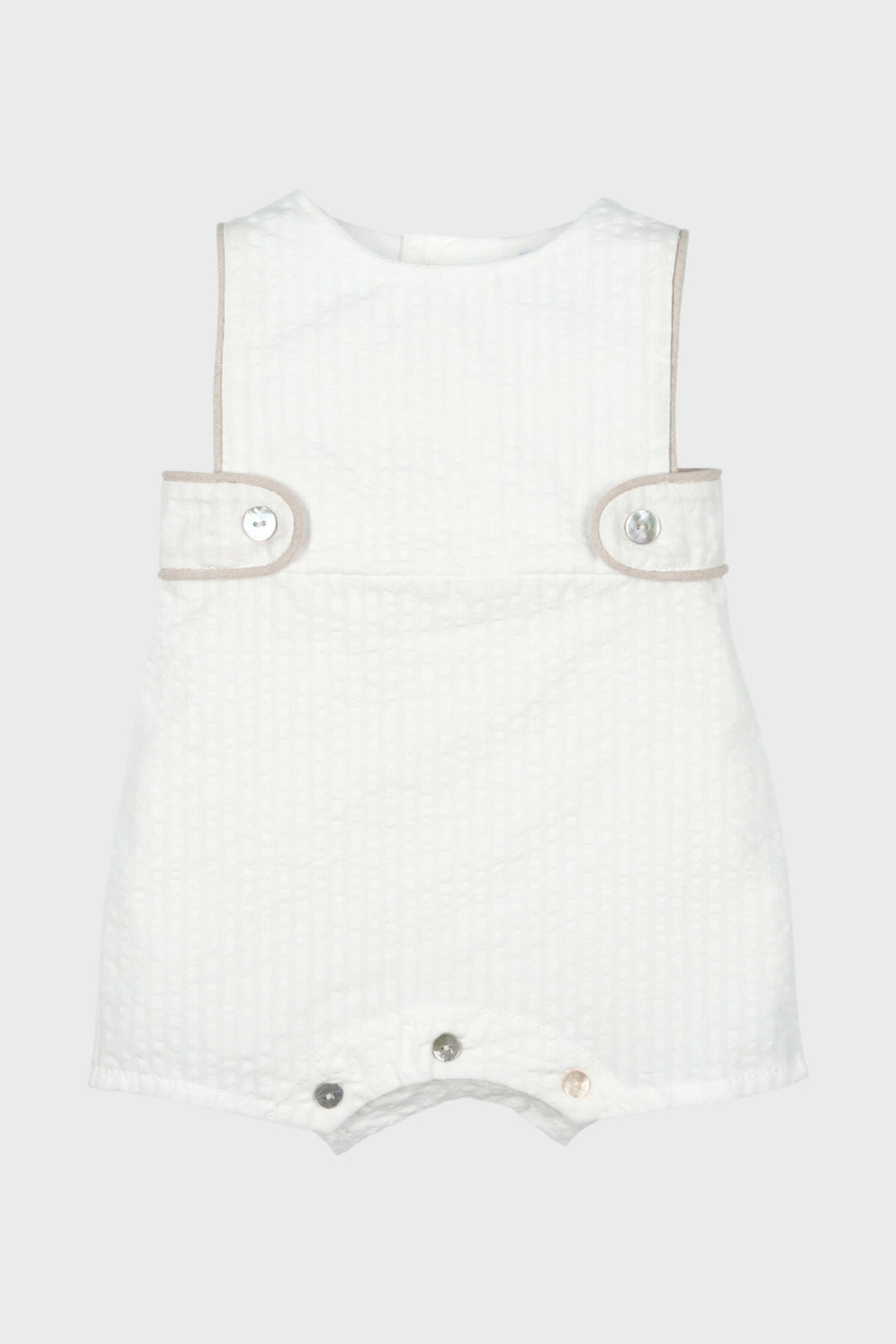 Mac Ilusión "Pax" White Seersucker Striped Dungarees | Millie and John