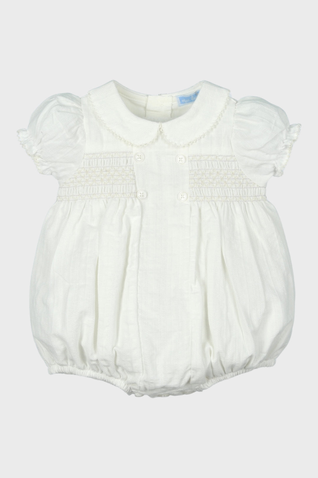 Mac Ilusión "Cassidy" Ivory Smocked Romper | Millie and John