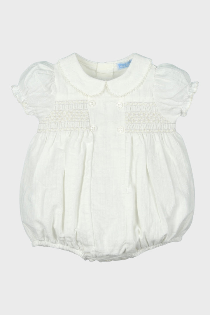 Mac Ilusión "Cassidy" Ivory Smocked Romper | Millie and John