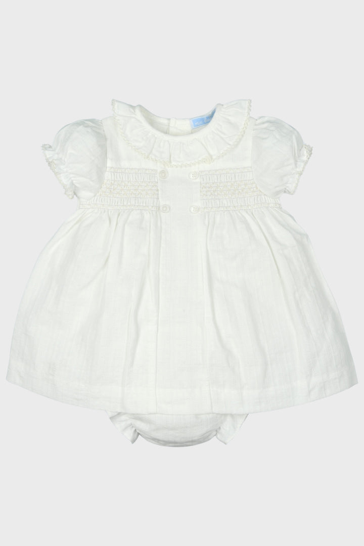 Mac Ilusión "Cassia" Ivory Smocked Dress & Bloomers | Millie and John