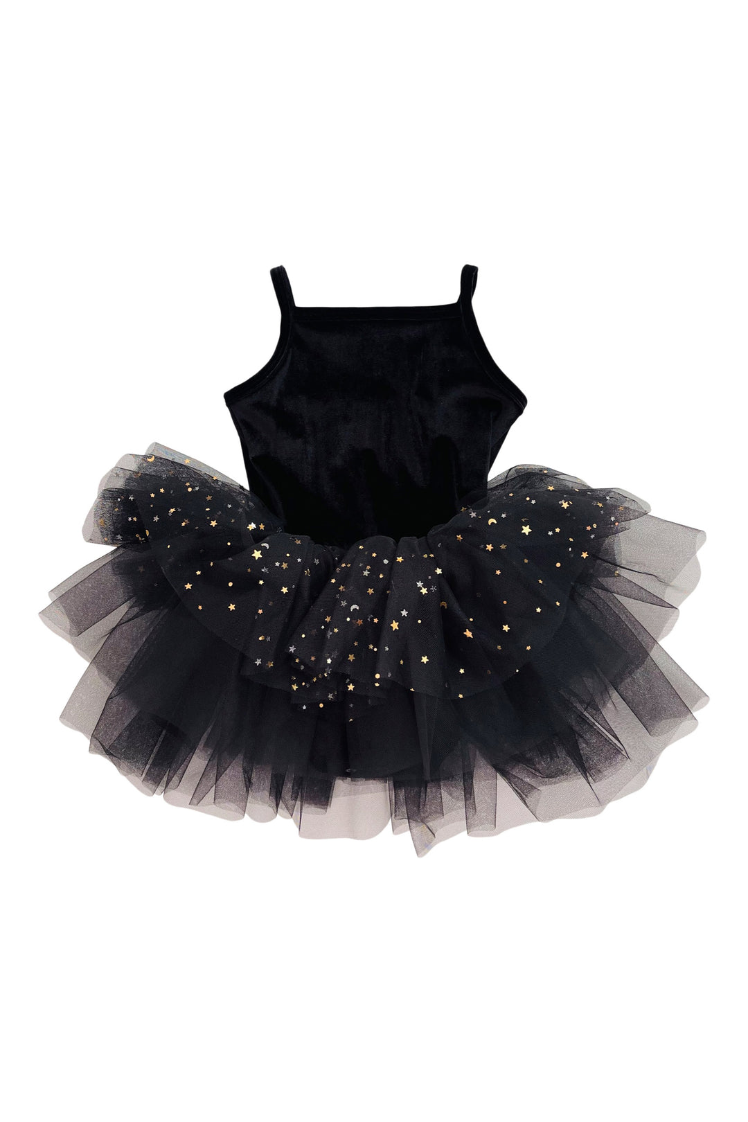 DOLLY by Le Petit Tom Black Velvet Celestial Tulle Ballerina Dress | Millie and John