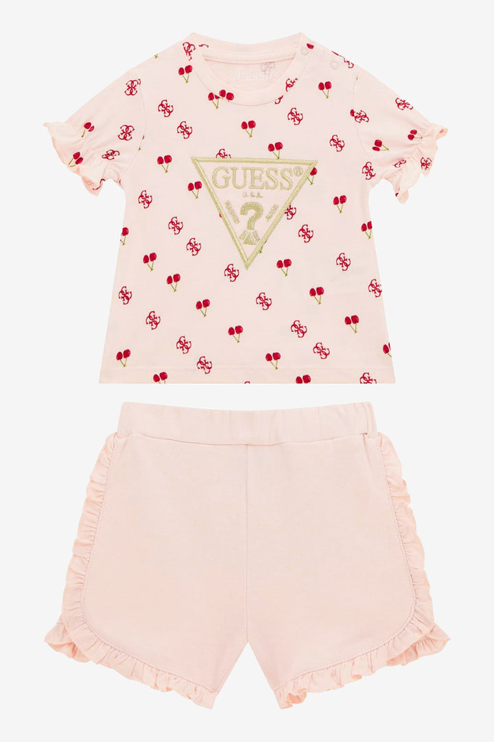 GUESS® Kids "Zadie" Peach & Red Cherry Print T-Shirt & Shorts | Millie and John