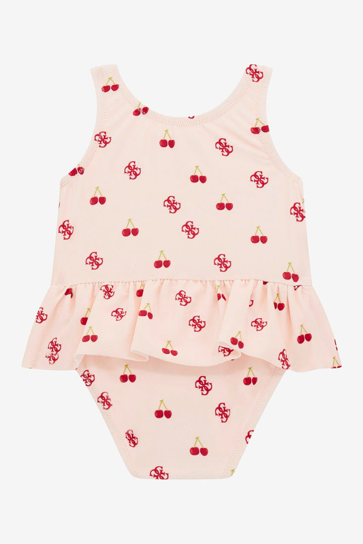 GUESS® Kids "Cherry" Pink & Red Cherry Print Swimswuit | Millie and John