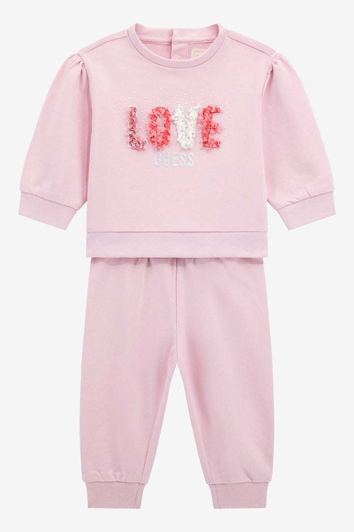GUESS® Kids "Poppy" Candy Pink Floral LOVE Tracksuit | Millie and John