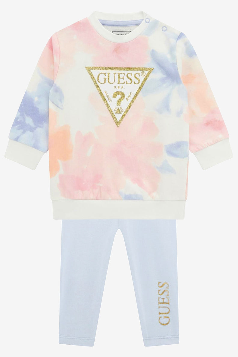 GUESS® Kids "Ava" Pink & Blue Sweatshirt & Leggings | Millie and John