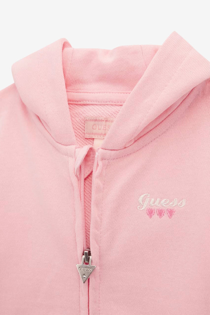 GUESS® Kids "Ella" Cotton Candy Pink Sequin-Logo Hooded Tracksuit | Millie and John
