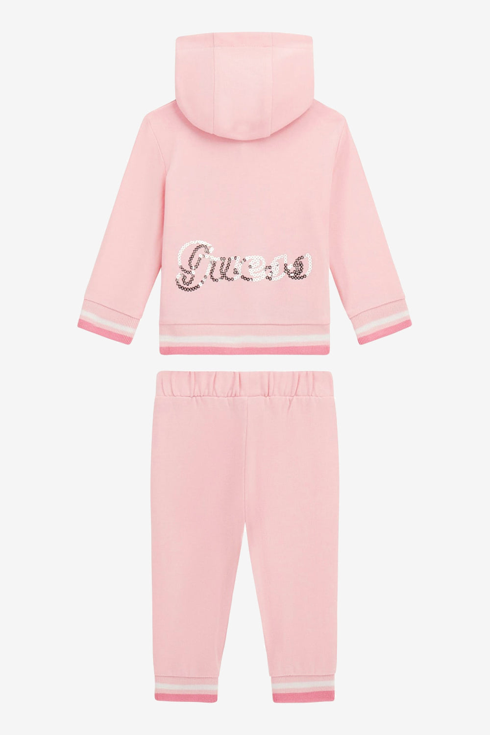 GUESS® Kids "Ella" Cotton Candy Pink Sequin-Logo Hooded Tracksuit | Millie and John