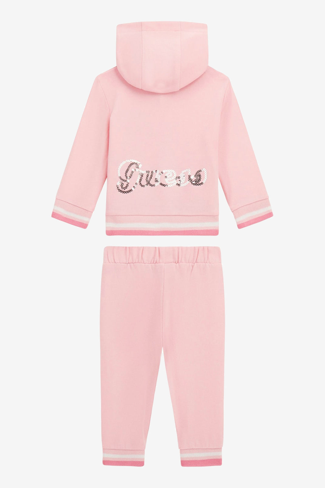 GUESS® Kids "Ella" Cotton Candy Pink Sequin-Logo Hooded Tracksuit | Millie and John