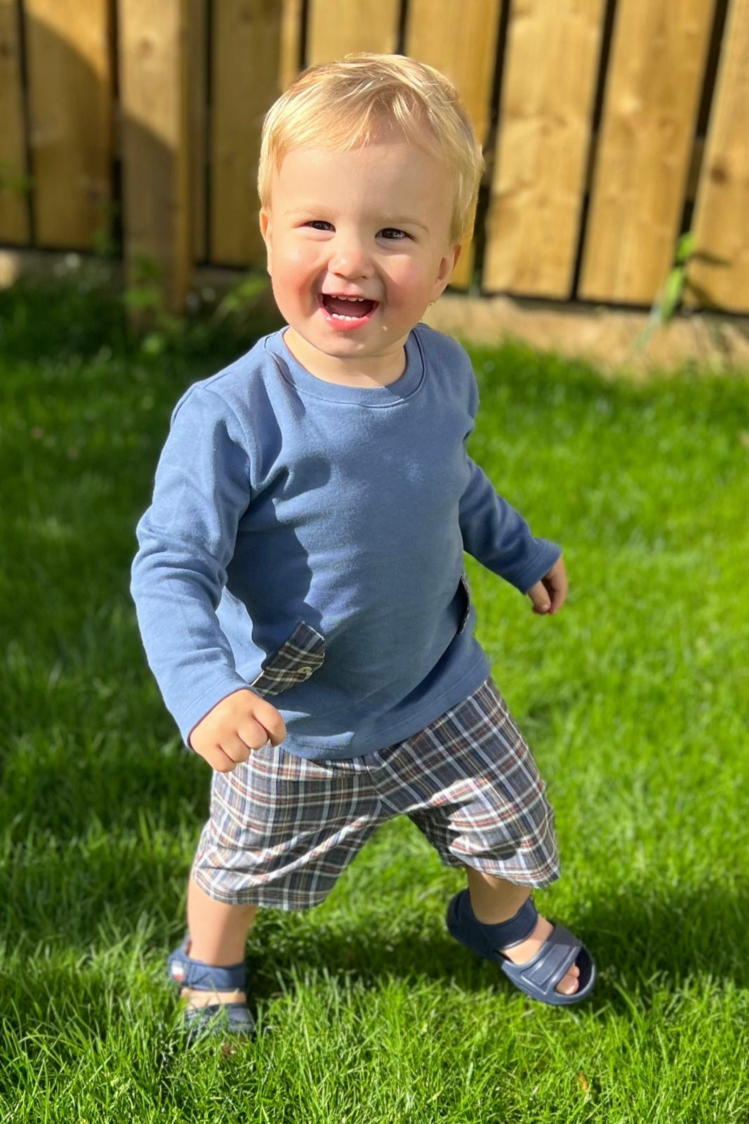 Rapife "Ashton" Dusky Blue Top & Tartan Shorts | Millie and John