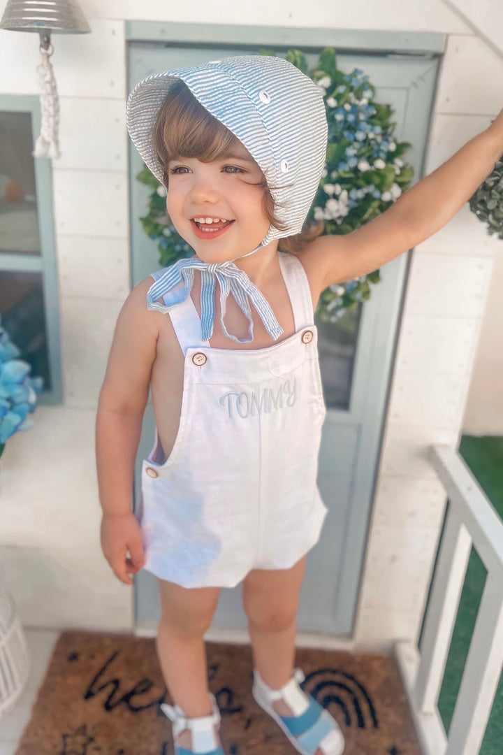 Cocote "Daniel" Linen Dungaree Romper | Millie and John