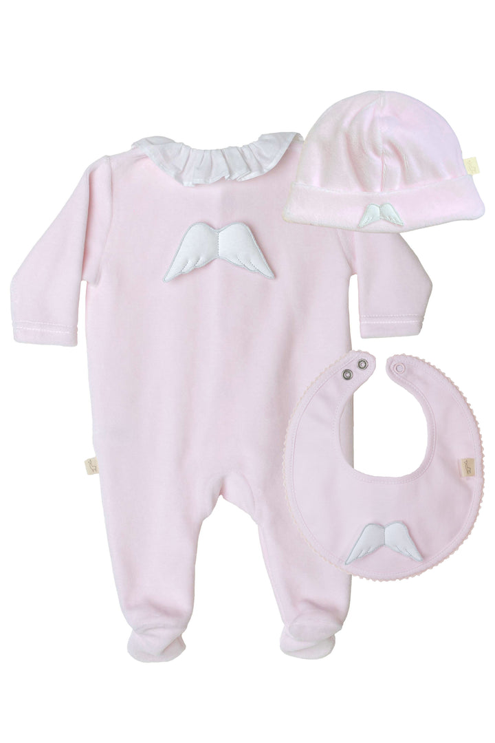 Baby Gi Velour Angel Wing Ruffle Collar Sleepsuit | Millie and John