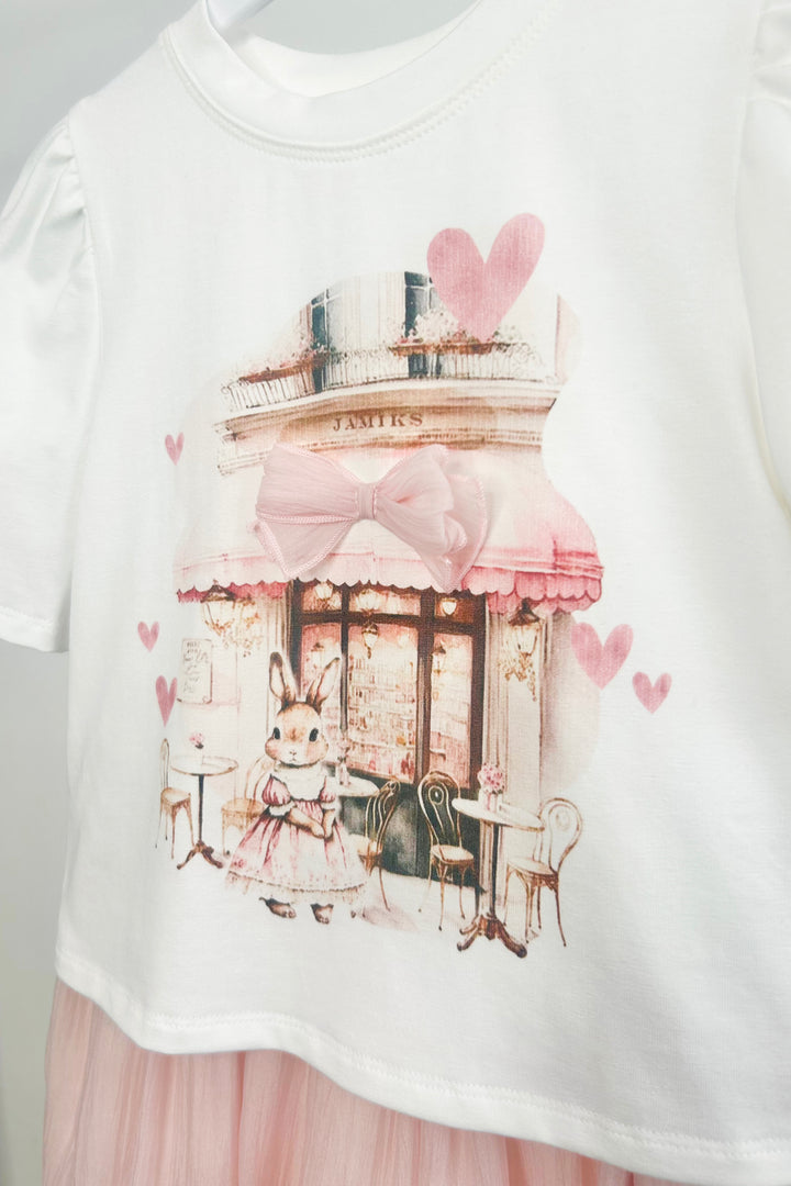 Jamiks "Amara" Ivory & Pale Pink Bunny Top & Tulle Skirt | Millie and John