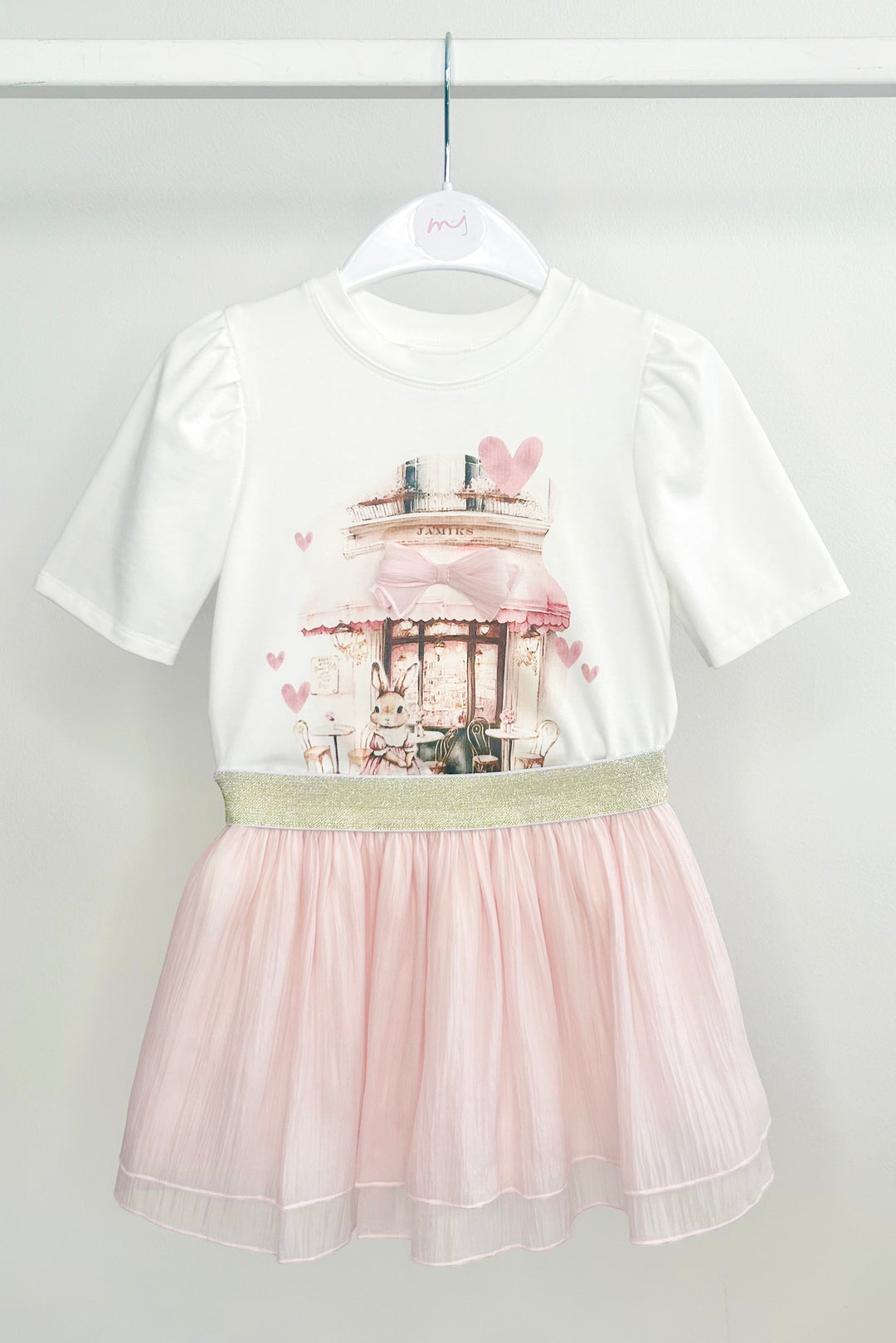 Jamiks "Amara" Ivory & Pale Pink Bunny Top & Tulle Skirt | Millie and John