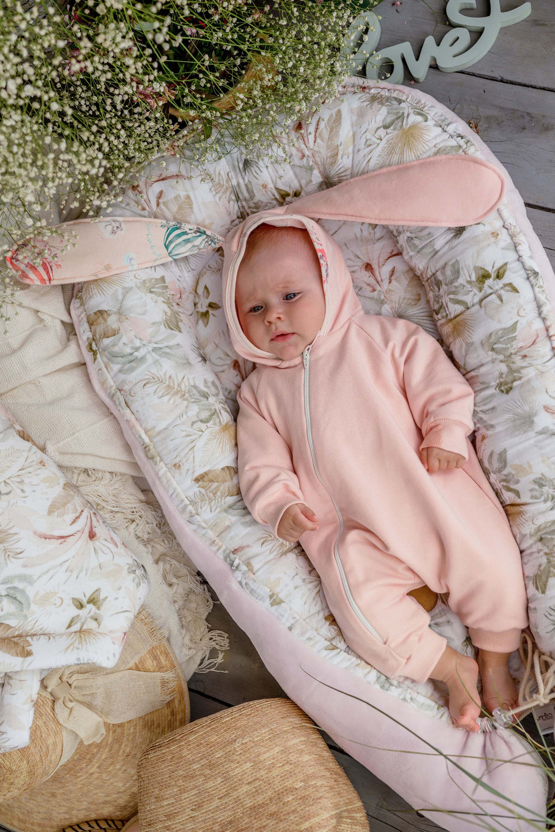 Jamiks "Andrea" Apricot Bunny Ear Romper | Millie and John