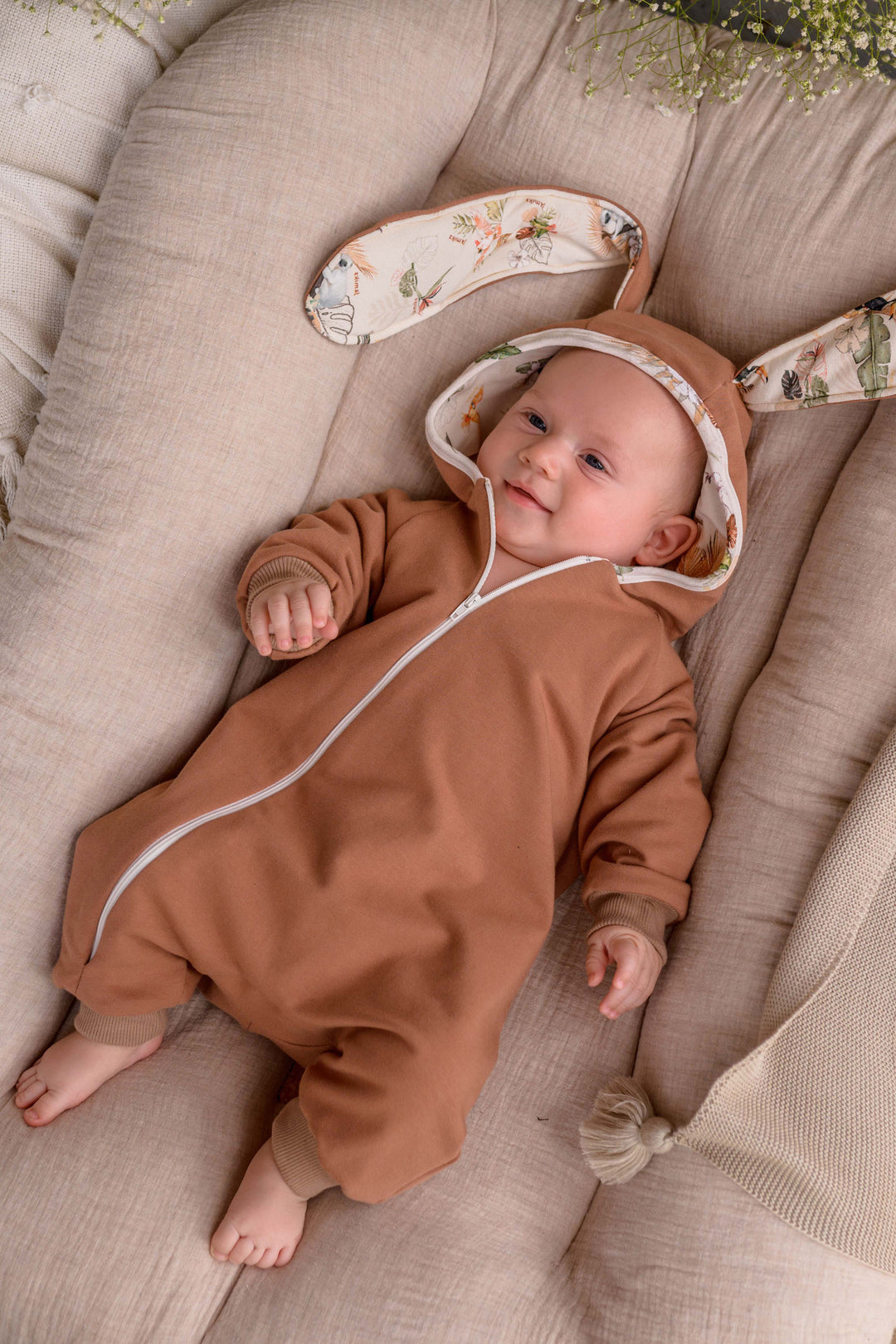 Jamiks "Andrea" Caramel Bunny Ear Romper | Millie and John