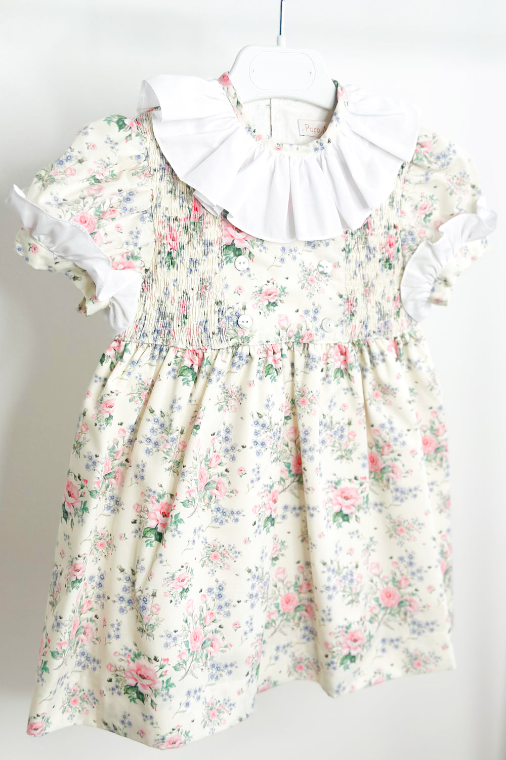 Puro Mimo "Adelyn" Pale Lemon & Pink Vintage Floral Dress | Millie and John
