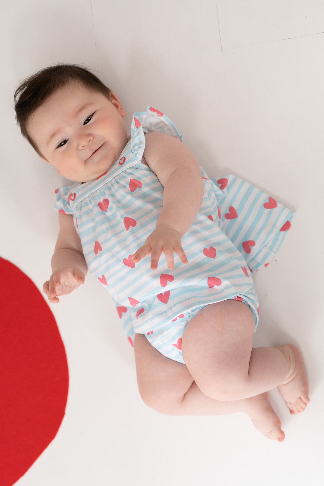 Agatha Ruíz de la Prada "Ariel" Aquamarine Striped Heart Print Dress & Bloomers | Millie and John