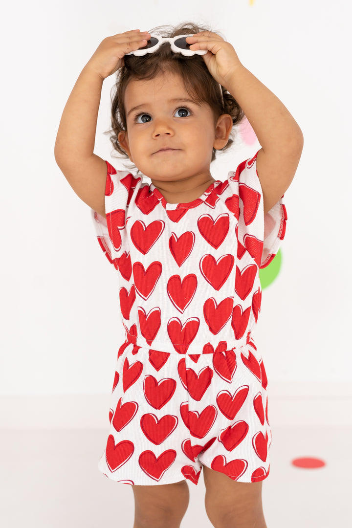 Agatha Ruíz de la Prada "Paris" Red Heart Print Playsuit | Millie and John
